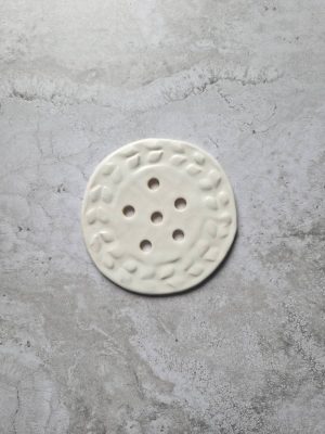 Pique-fleurs en céramique au motif de feuillage