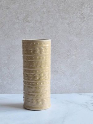 vase empreintes sable en grès émaillé beige brillant