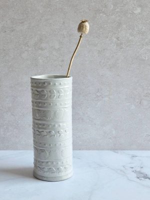 vase empreintes nuée en grès émaillé blanc